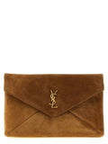 Saint Laurent Brown Calfskin Clutch Bag