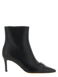 Twinset Black Leather Ankle Boots