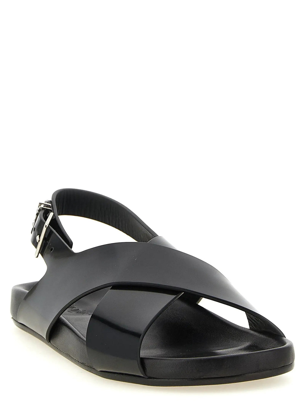 Saint Laurent Saint Laurent Black Calfskin Flat Sandals