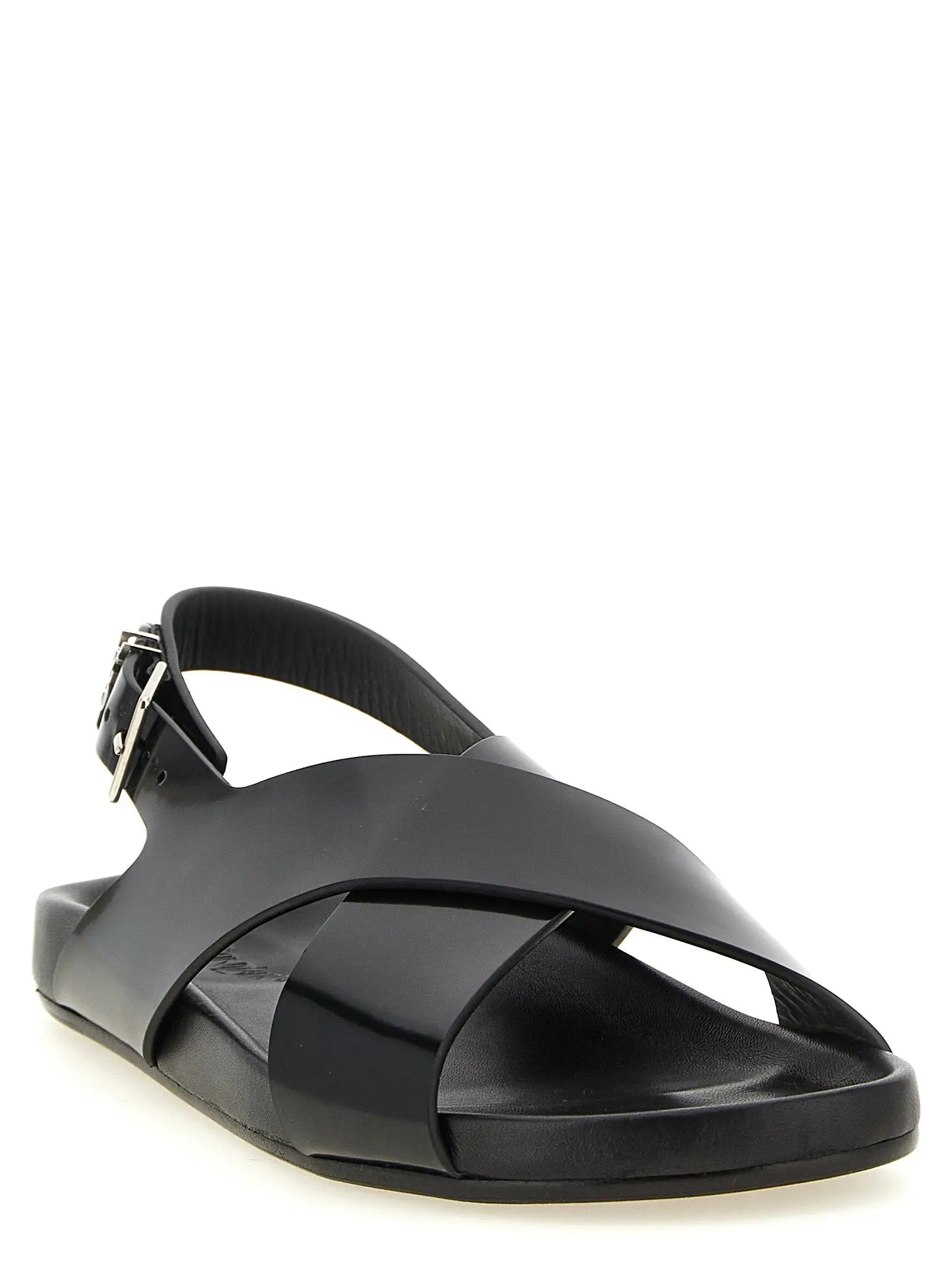 Saint Laurent Saint Laurent Black Calfskin Flat Sandals