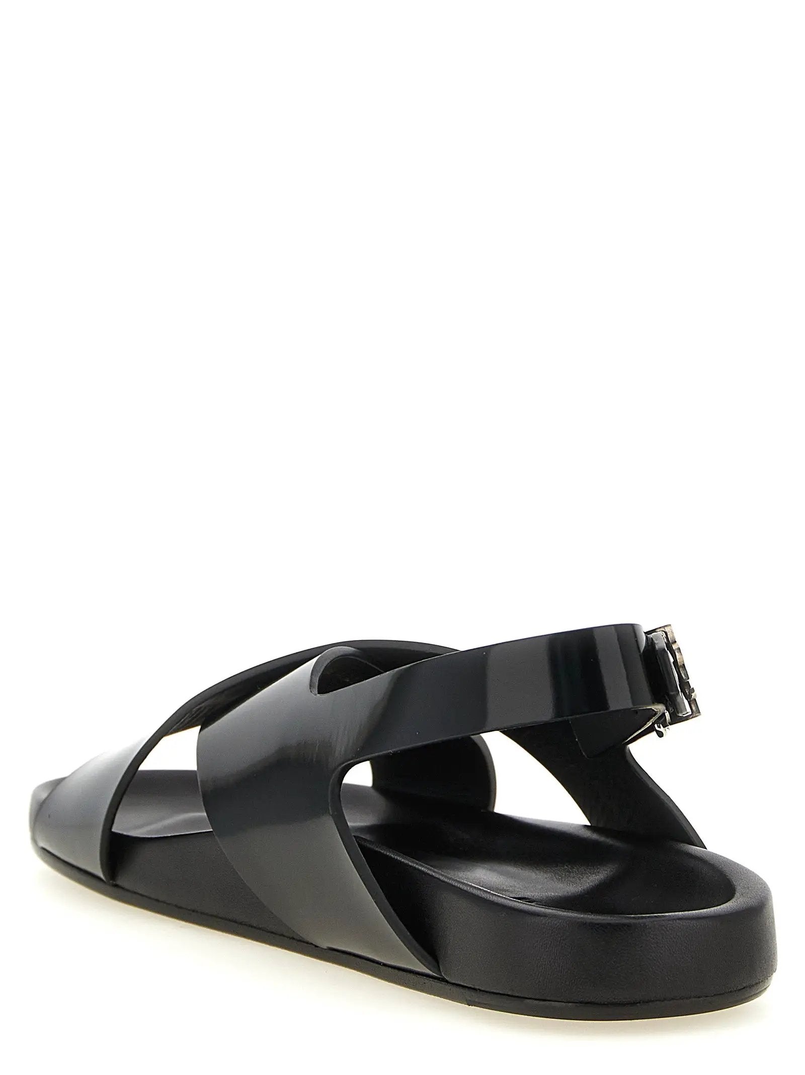 Saint Laurent Saint Laurent Black Calfskin Flat Sandals