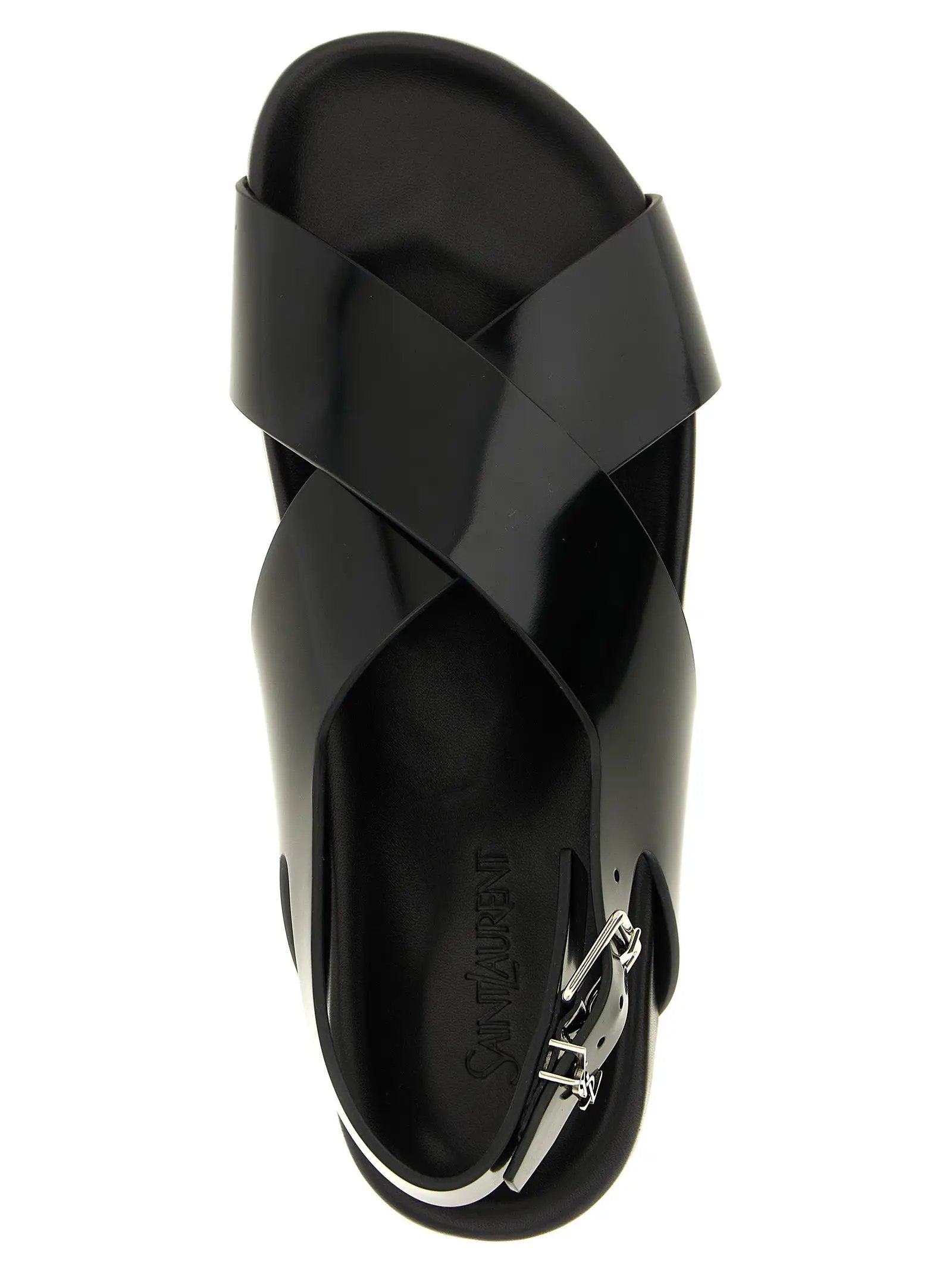 Saint Laurent Saint Laurent Black Calfskin Flat Sandals