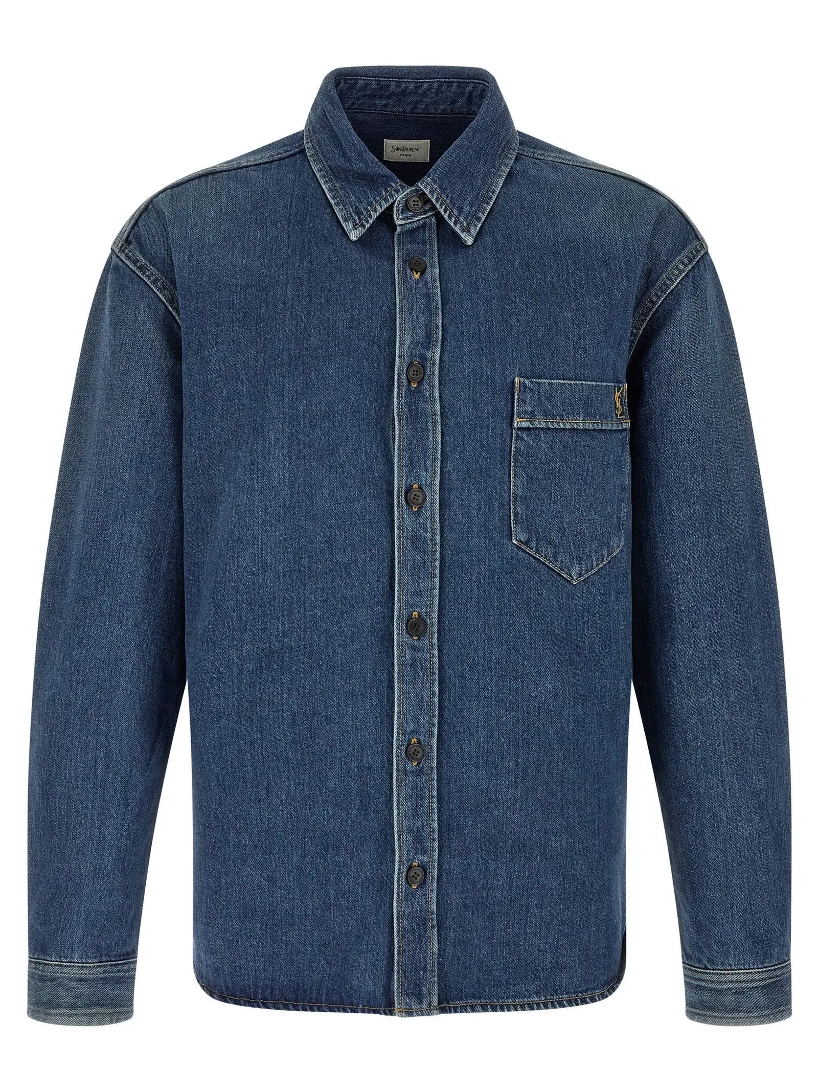 Saint Laurent Blue Cotton Blouse