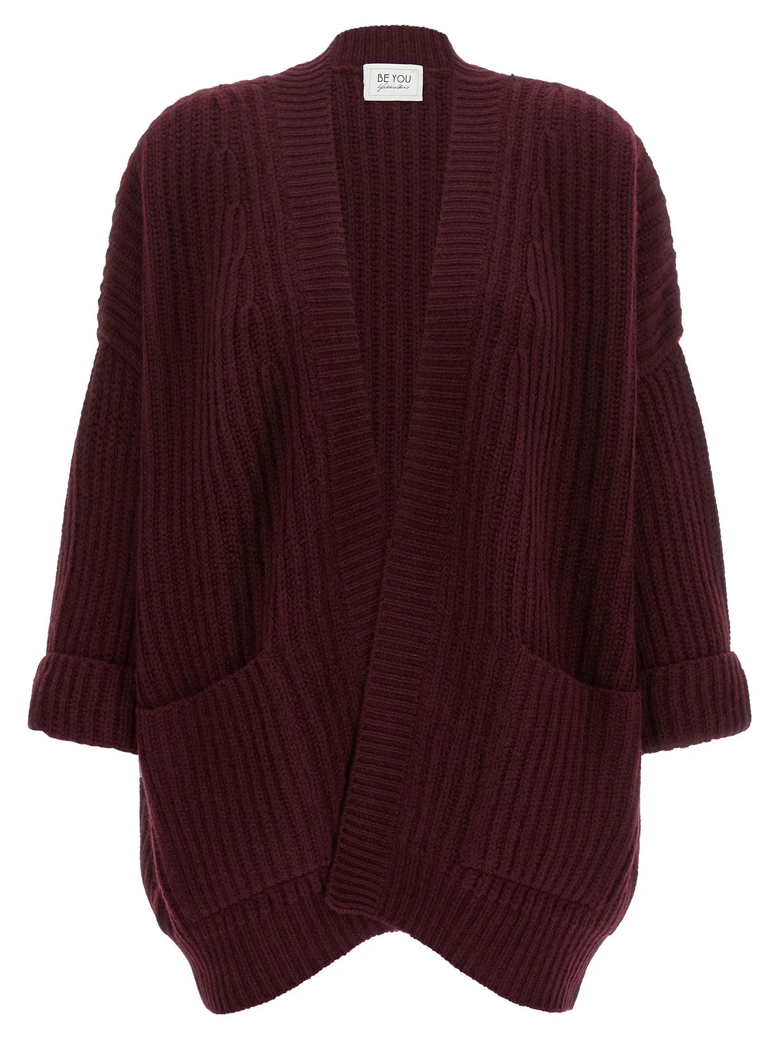 BE YOU Bordeaux Cashmere Cardigan