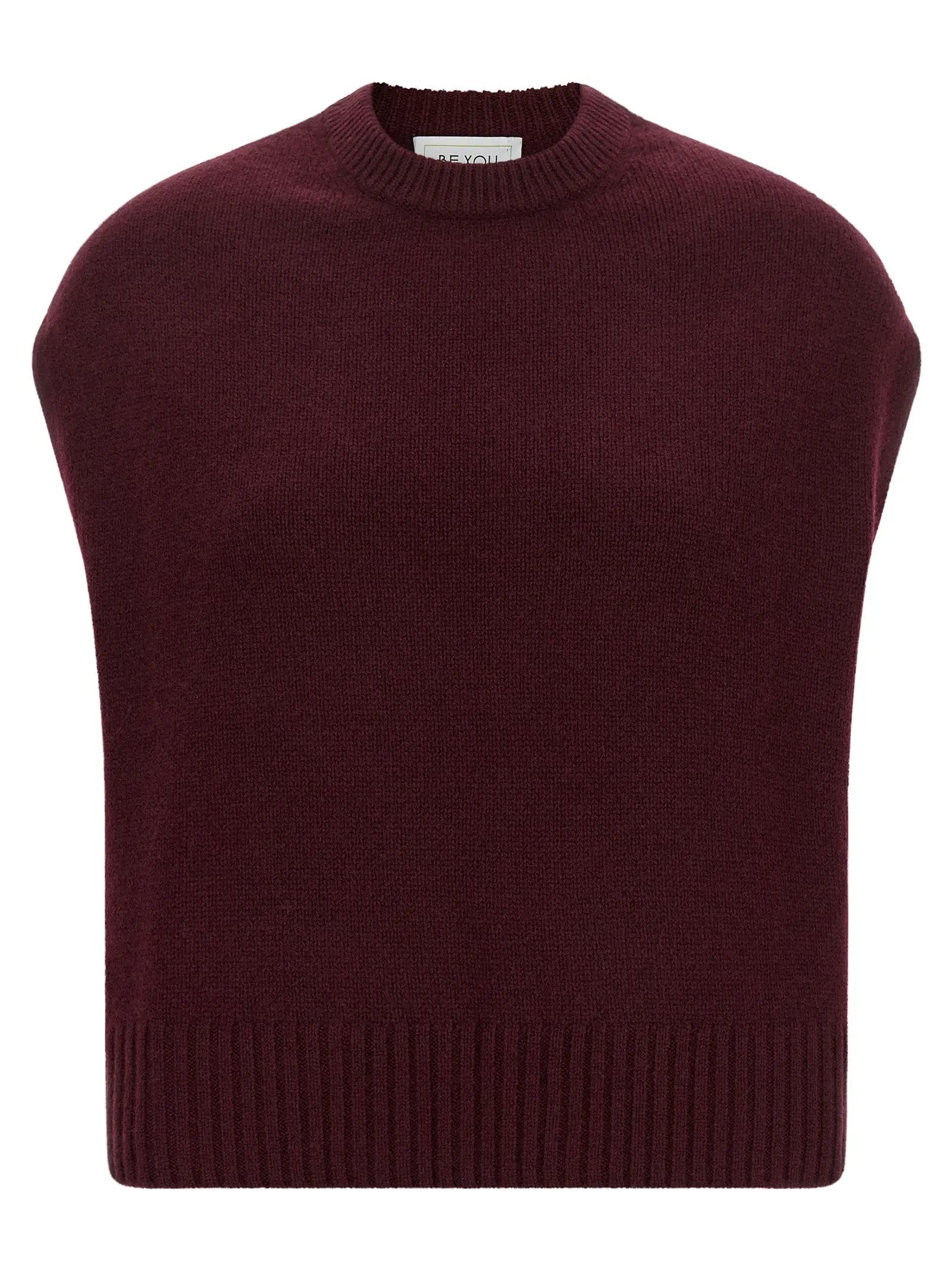 BE YOU Bordeaux Cashmere Sleeveless Jacket