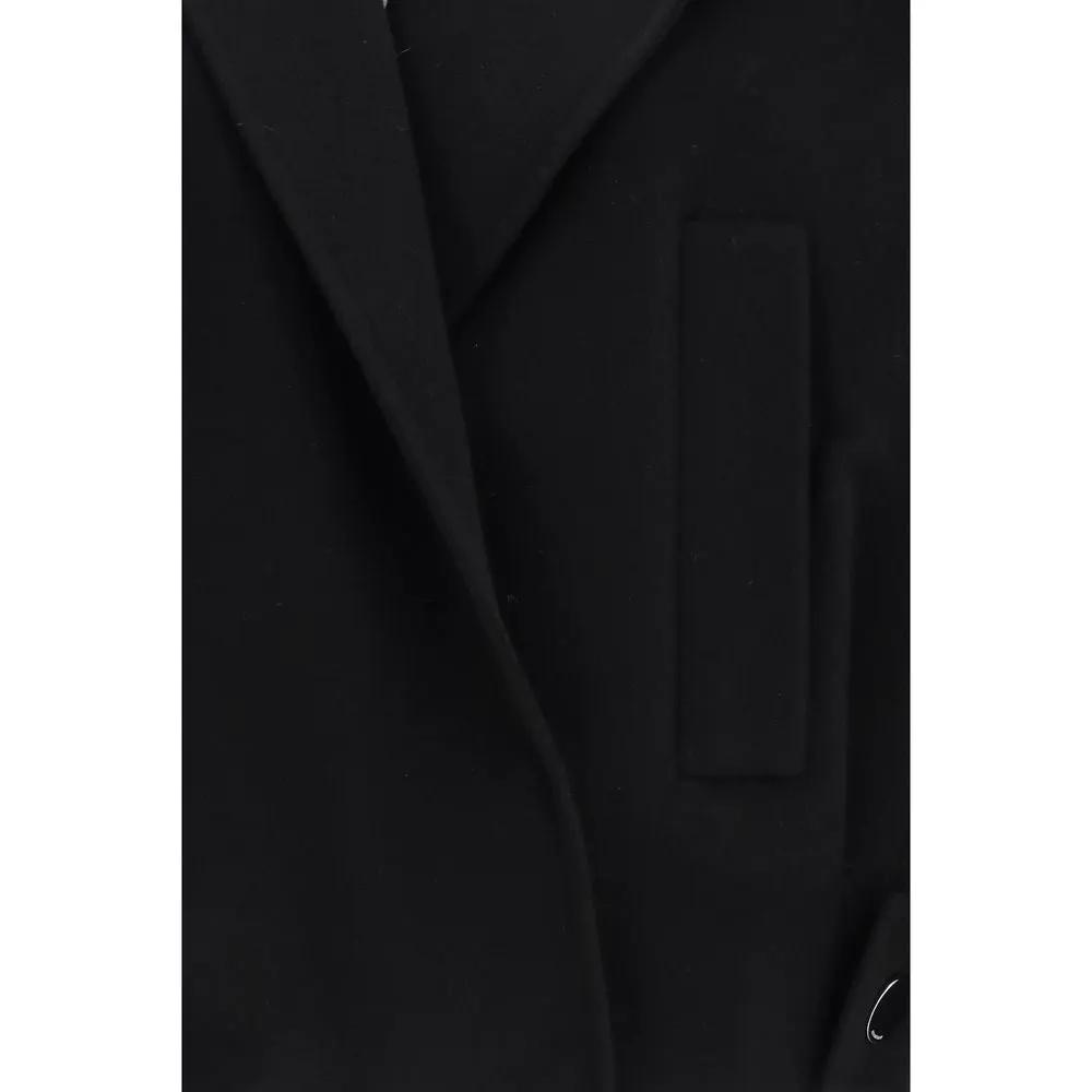 Max Mara Black Wool Oves Aries Full-Length Jacket