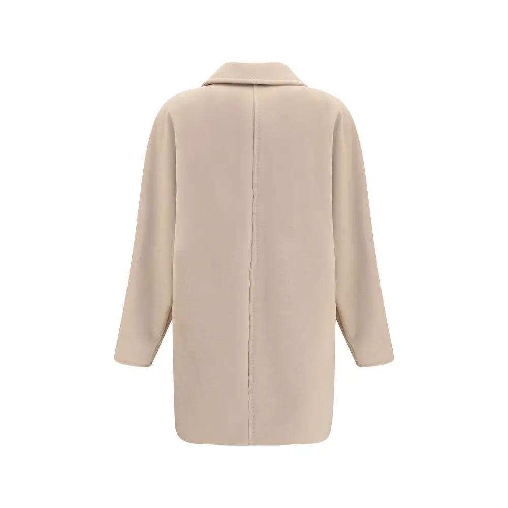 Max Mara Max Mara Beige Wool Oves Aries Full-Length Jacket