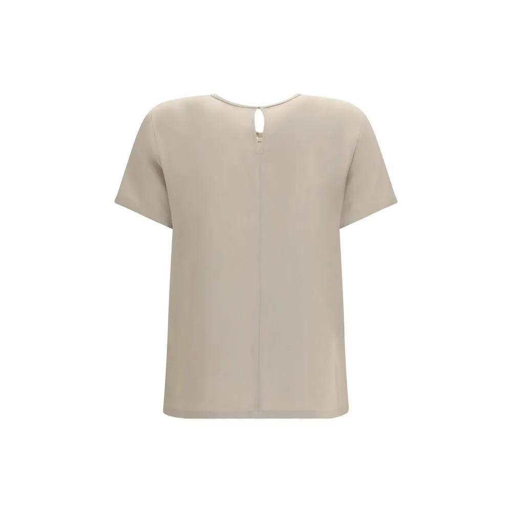 Max Mara Beige Silk T-Shirt