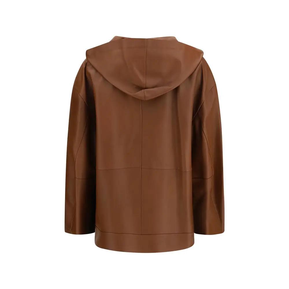 Max Mara Brown Lamb Ovis Aries Leather Jacket