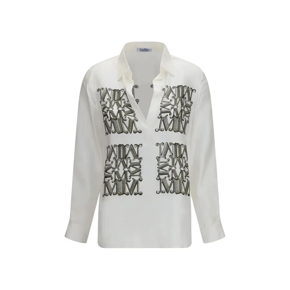Chemise-robe en soie blanche Max Mara
