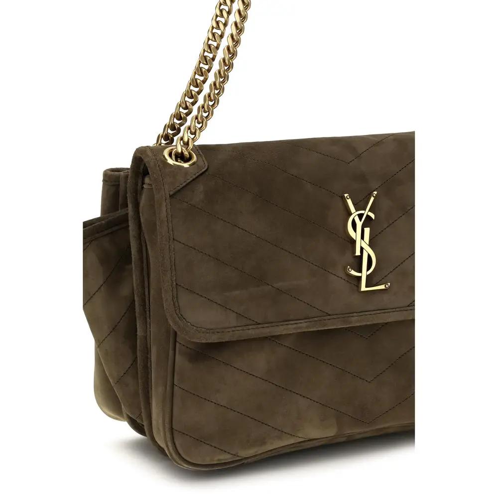 Saint Laurent Saint Laurent Bicolor Suede Leather Shoulder Bag