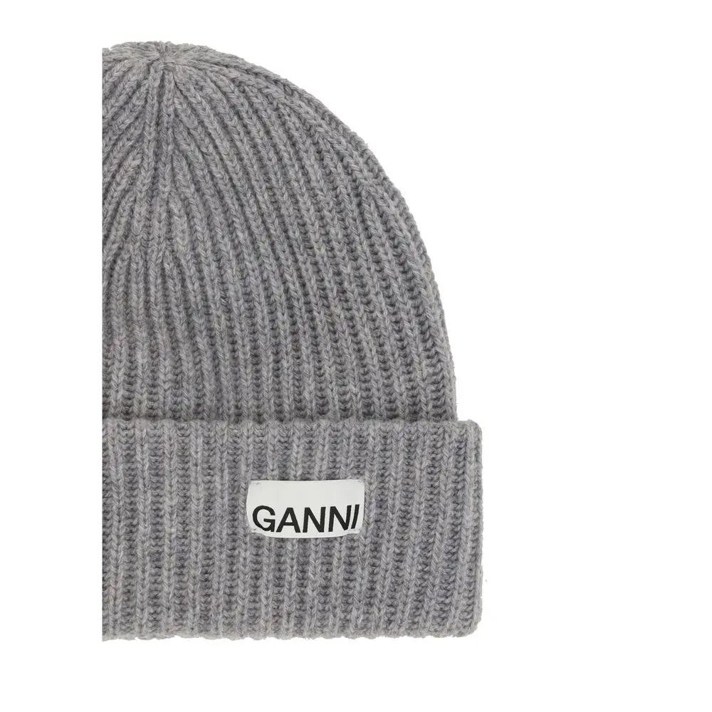 Ganni Gray Wool Oves Aries Beanie