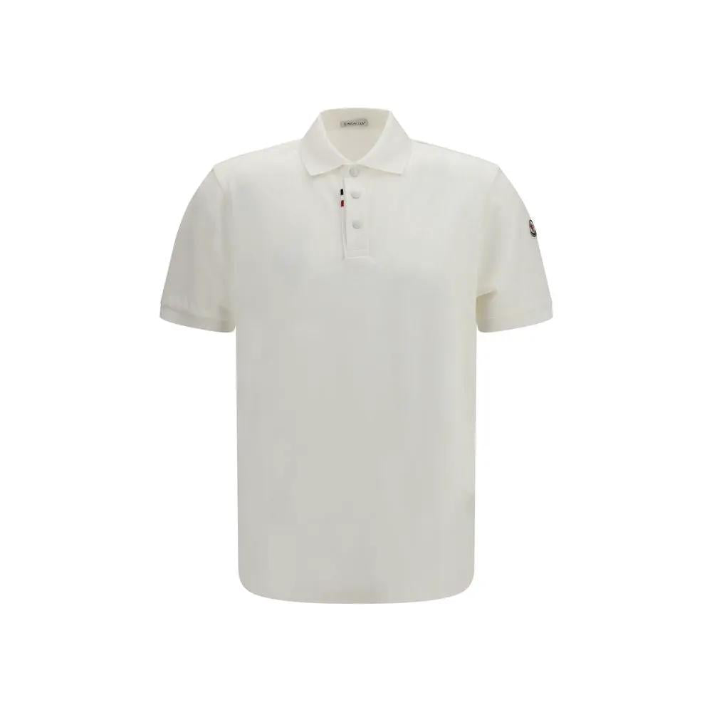 Moncler White Cotton Polo Shirt