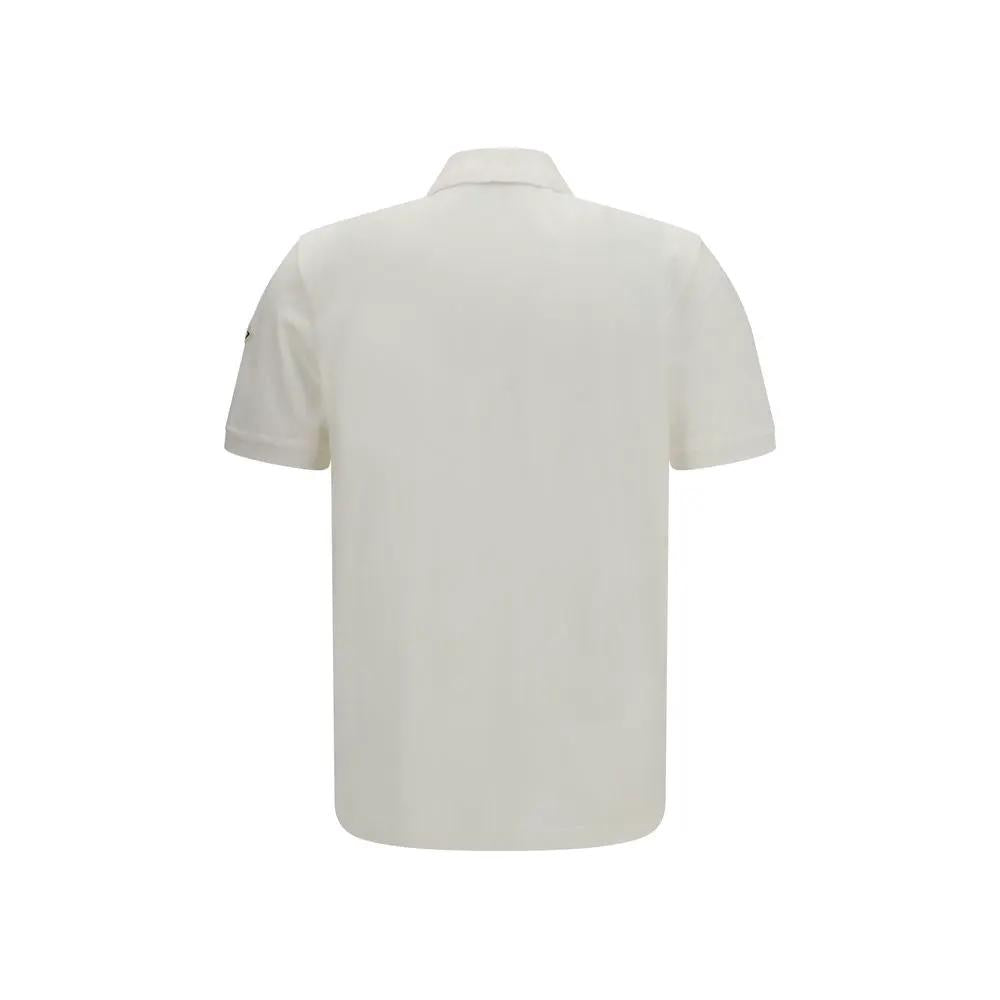 Moncler White Cotton Polo Shirt