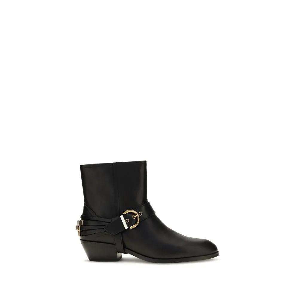 PINKO PINKO Black Calf Leather Bos Taurus Ankle Boots