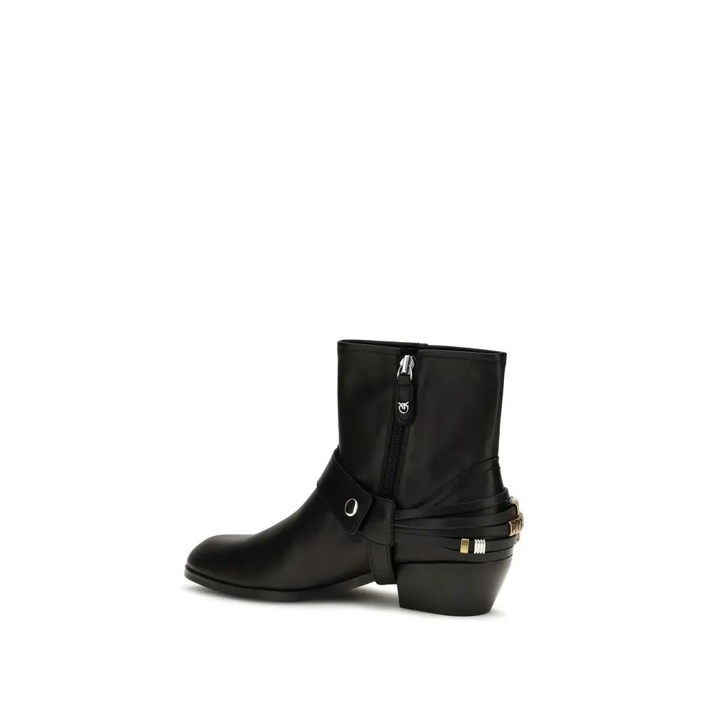 PINKO PINKO Black Calf Leather Bos Taurus Ankle Boots