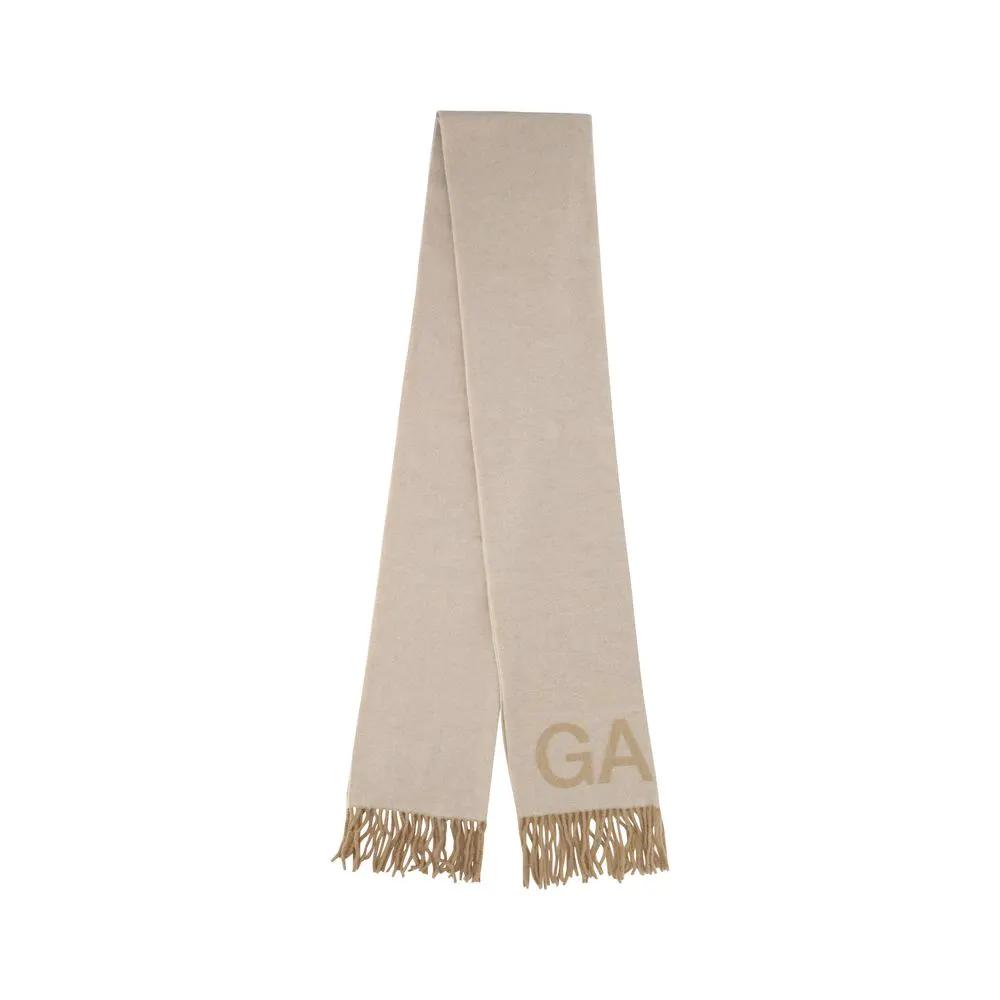Ganni White Wool Oves Aries Foulard