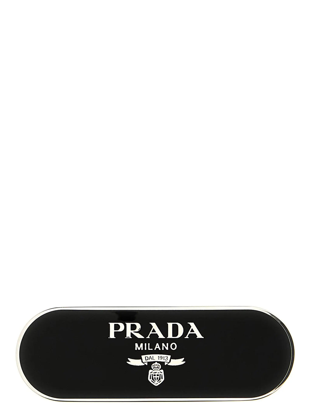 Pince à cheveux Prada en acier inoxydable noir