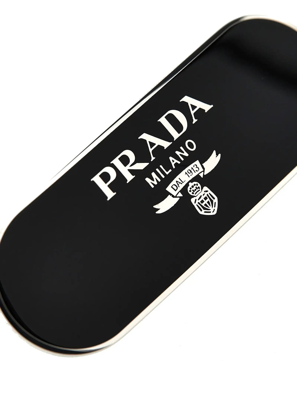 Pince à cheveux Prada en acier inoxydable noir