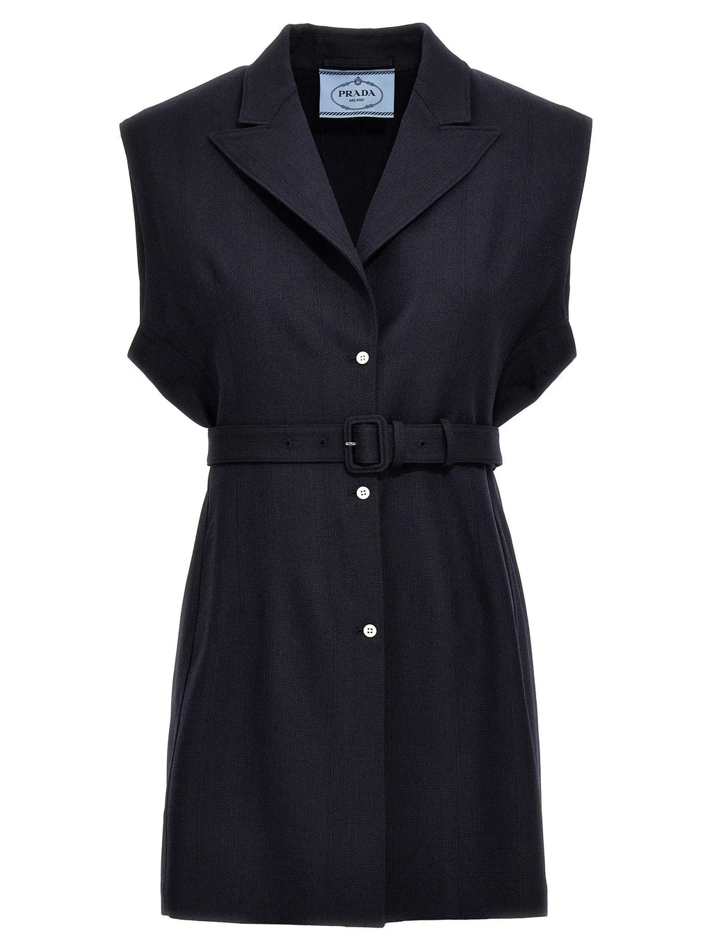 Prada Blue Virgin Wool Sleeveless Jacket