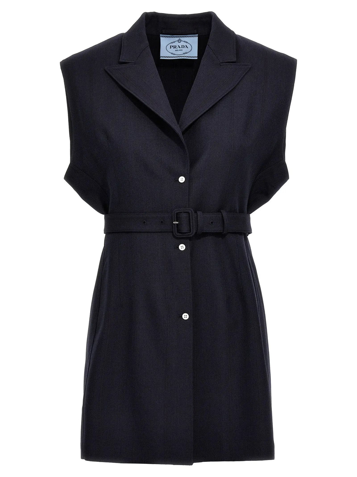 Prada Blue Virgin Wool Sleeveless Jacket