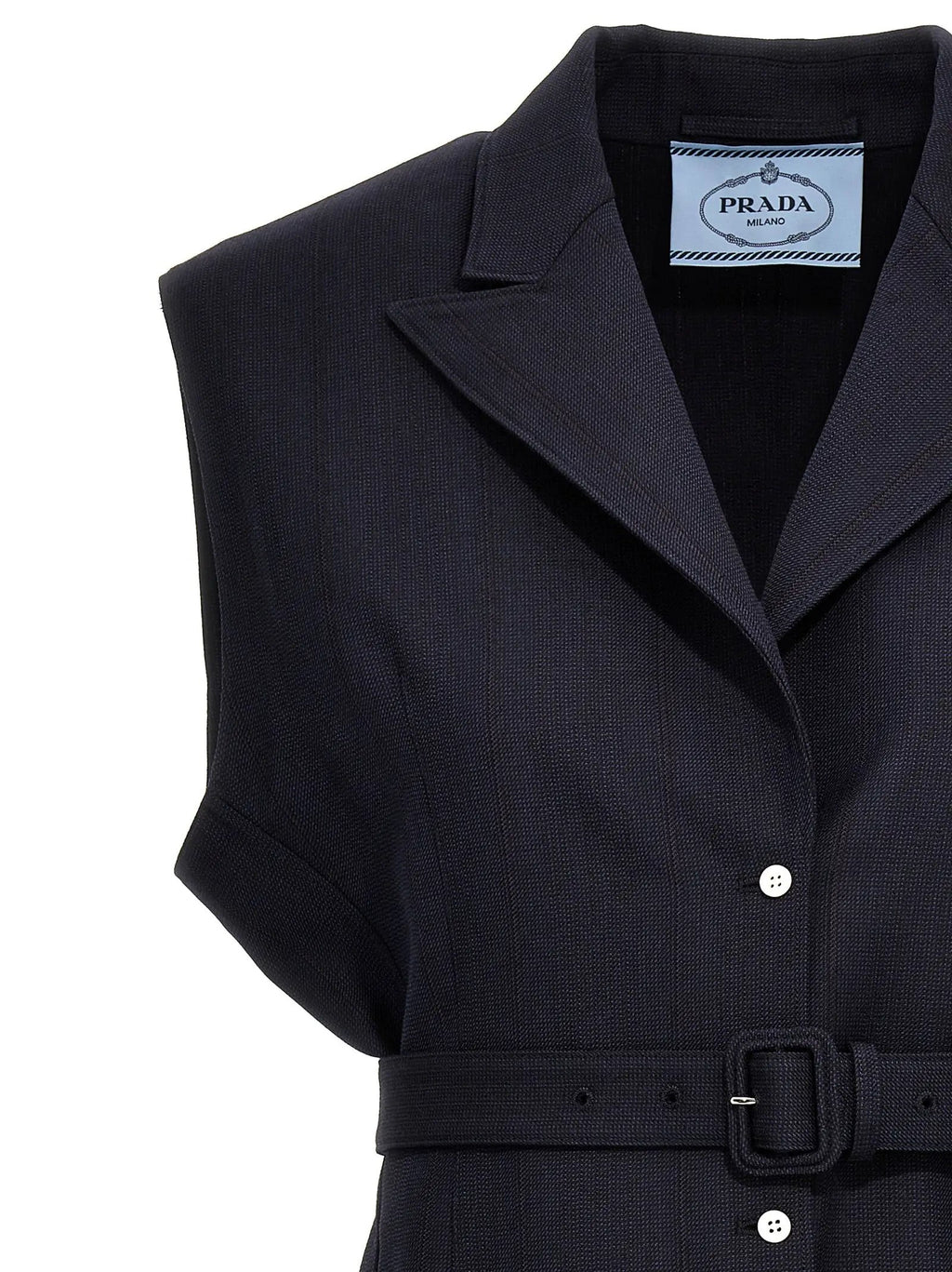 Prada Blue Virgin Wool Sleeveless Jacket