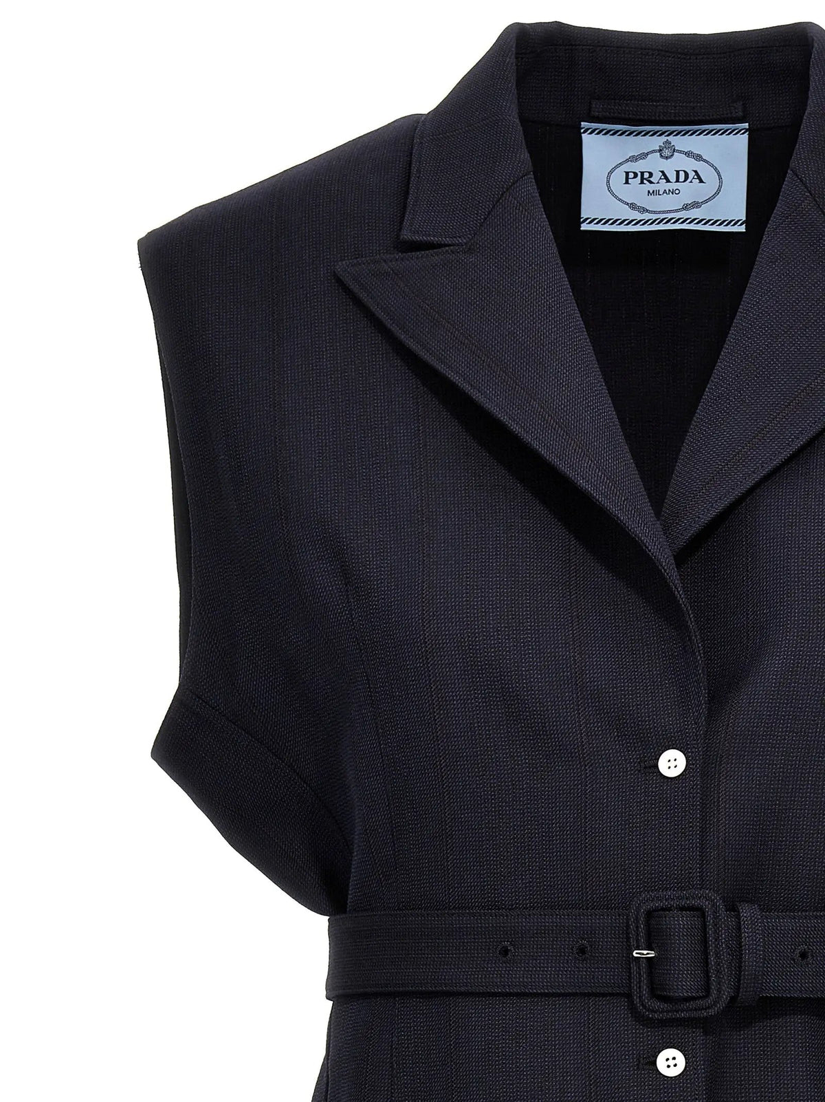 Prada Blue Virgin Wool Sleeveless Jacket