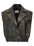 Miu Miu Brown Lamb Leather Sleeveless Jacket