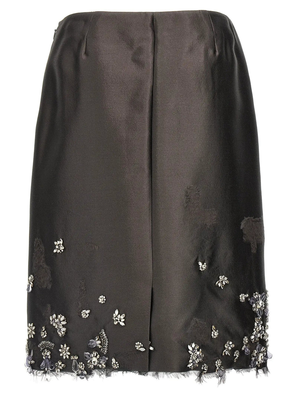 Jupe midi en soie grise Prada