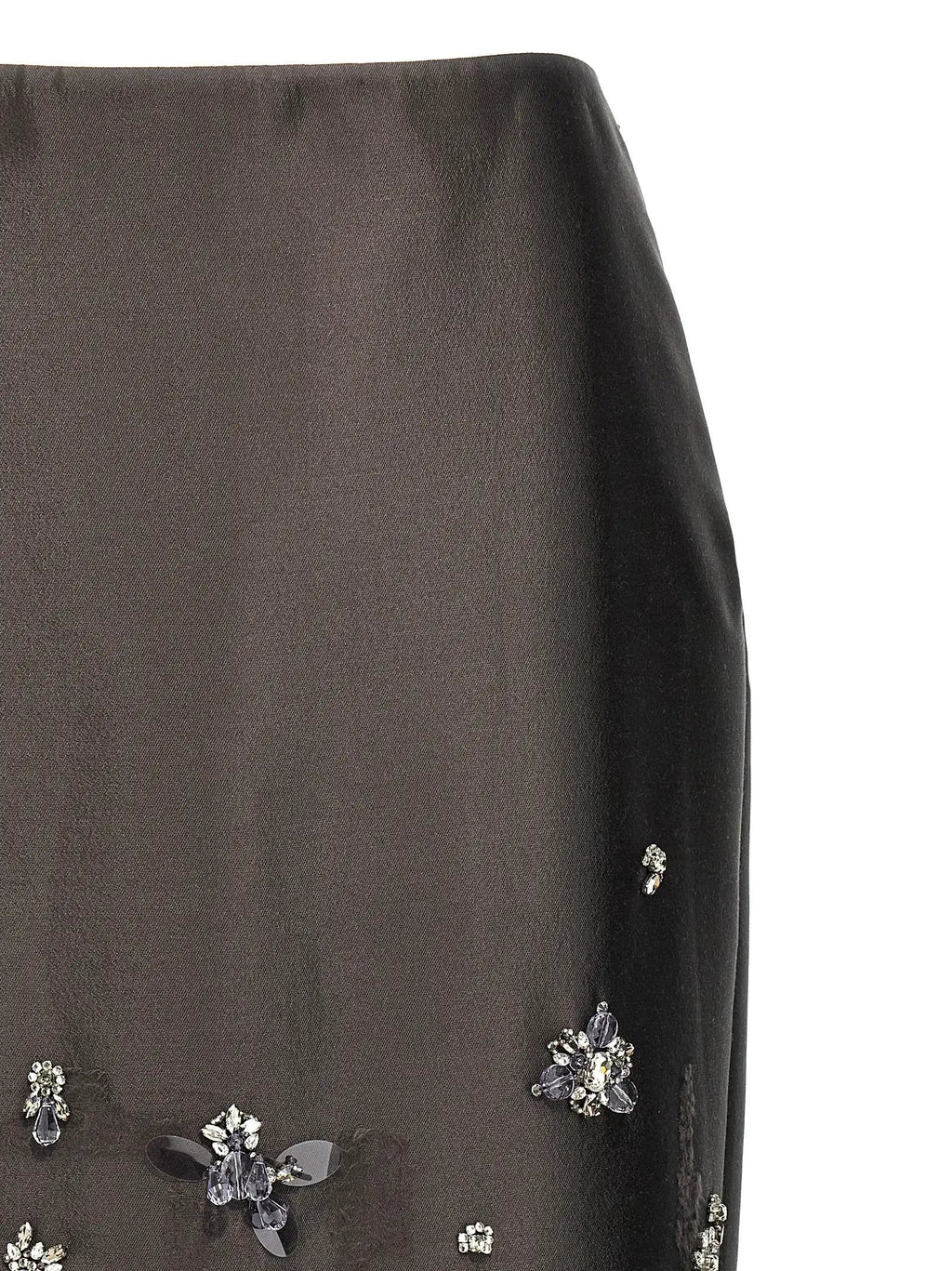 Jupe midi en soie grise Prada