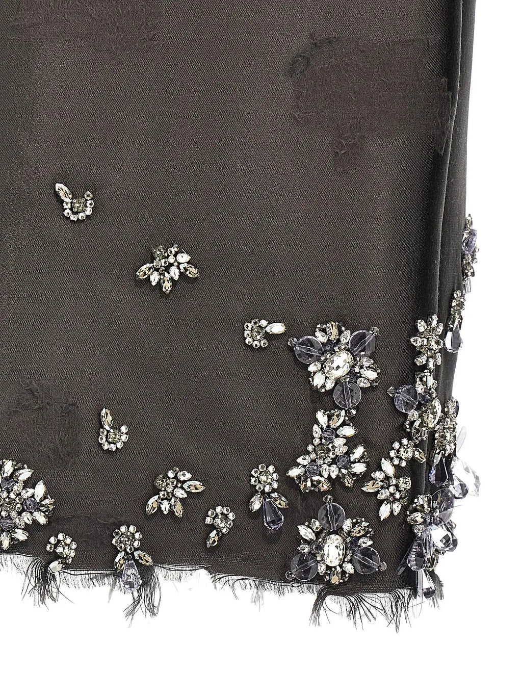 Jupe midi en soie grise Prada