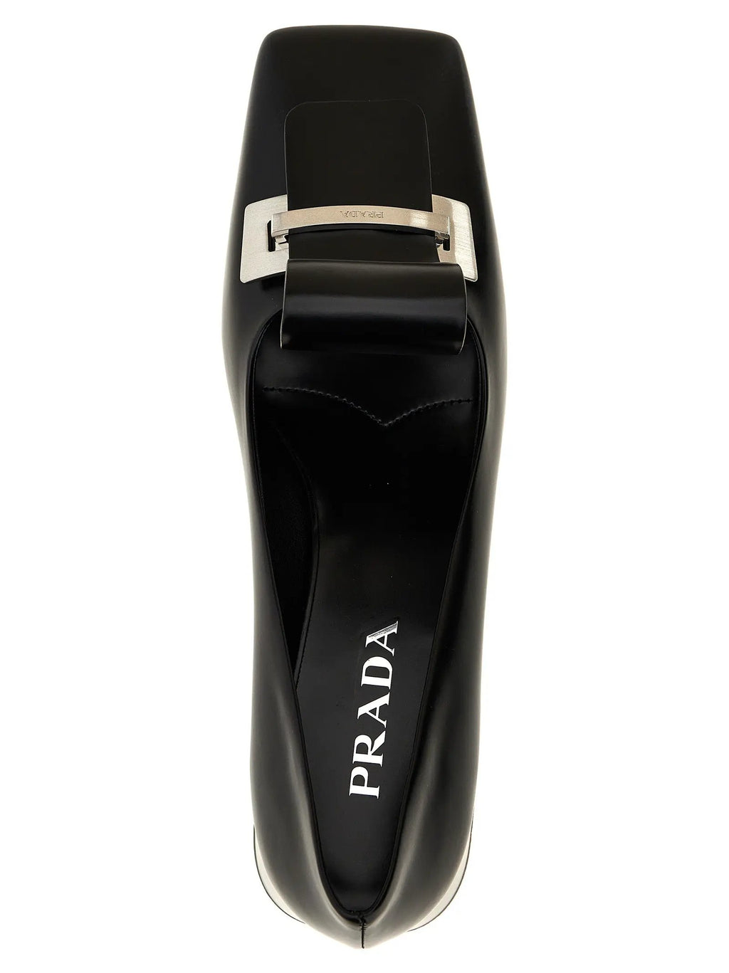 Prada Black Calfskin Mid Heel Pumps