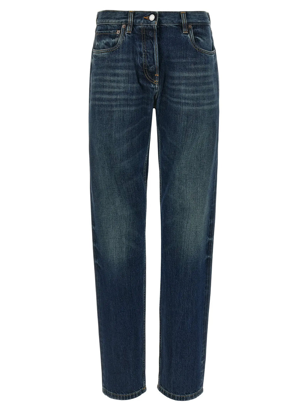 Prada Blue Cotton Straight-Leg Jeans