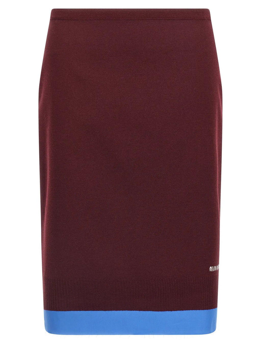 Miu Miu Bordeaux Virgin Wool Midi Skirt