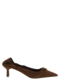 Prada Prada Brown Lamb Leather Mid Heel Pumps