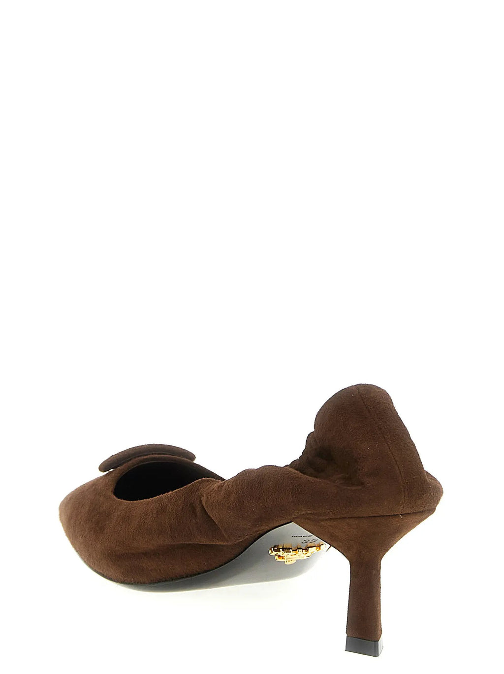 Prada Prada Brown Lamb Leather Mid Heel Pumps