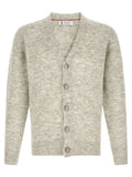 Brunello Cucinelli Gray Alpaca Leather Cardigan