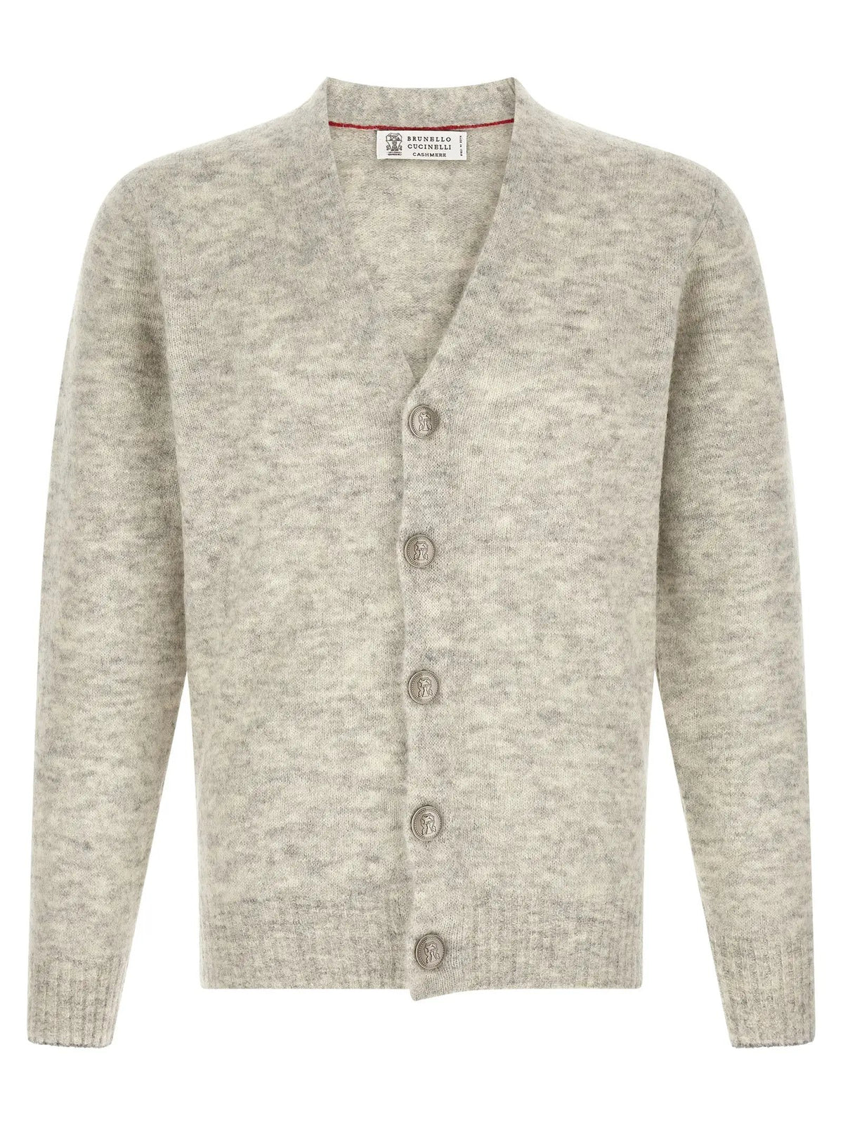Brunello Cucinelli Gray Alpaca Leather Cardigan