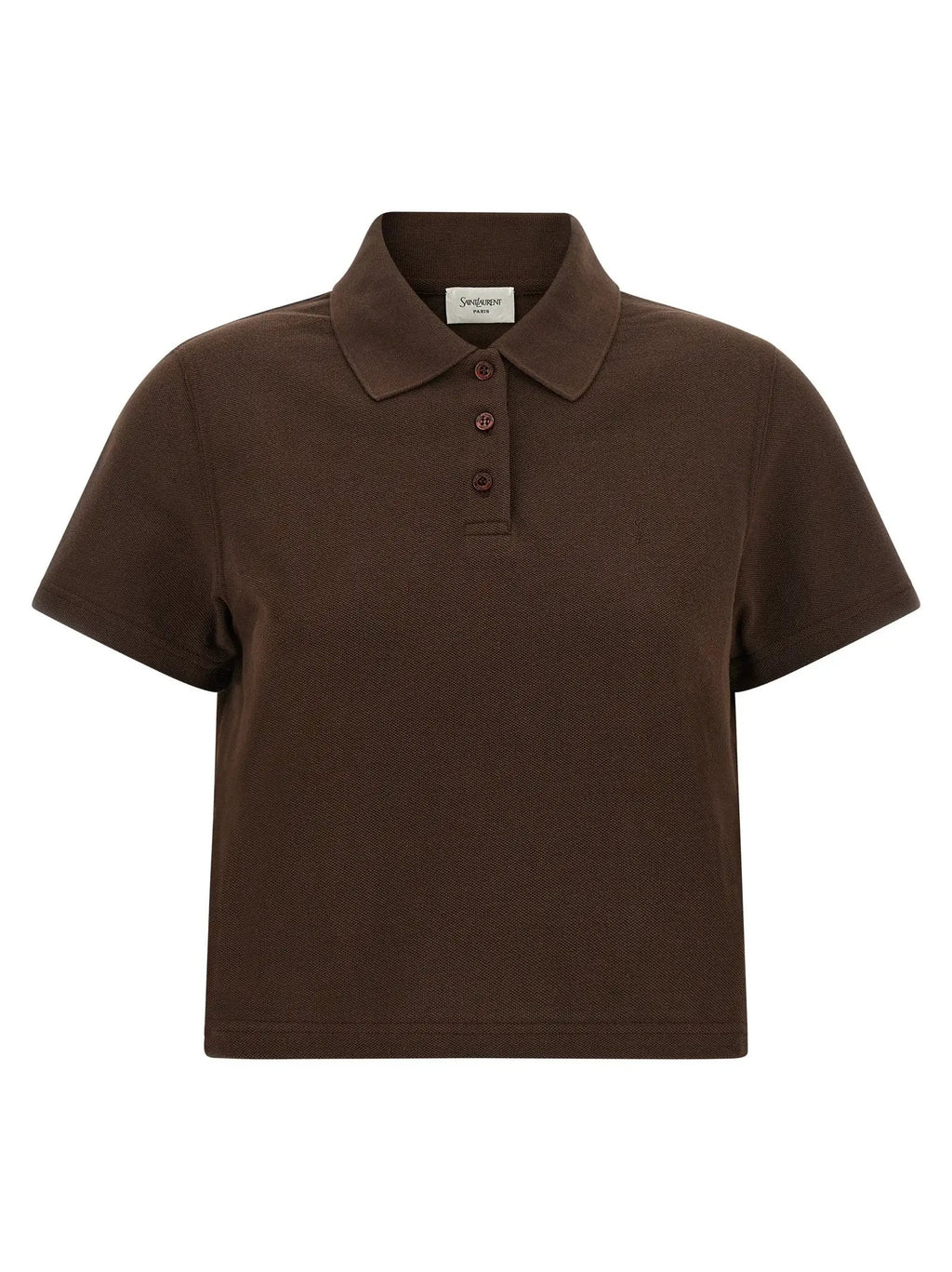 Polo en coton marron Saint Laurent