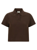 Polo en coton marron Saint Laurent