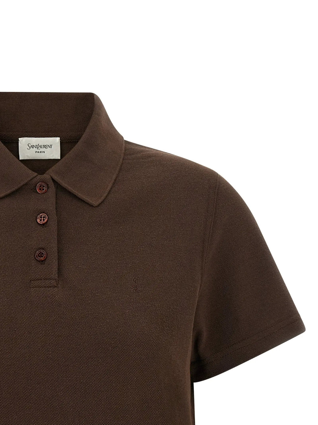 Polo en coton marron Saint Laurent