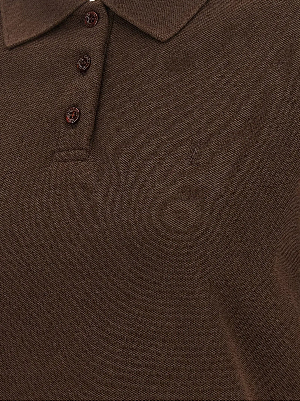 Polo en coton marron Saint Laurent