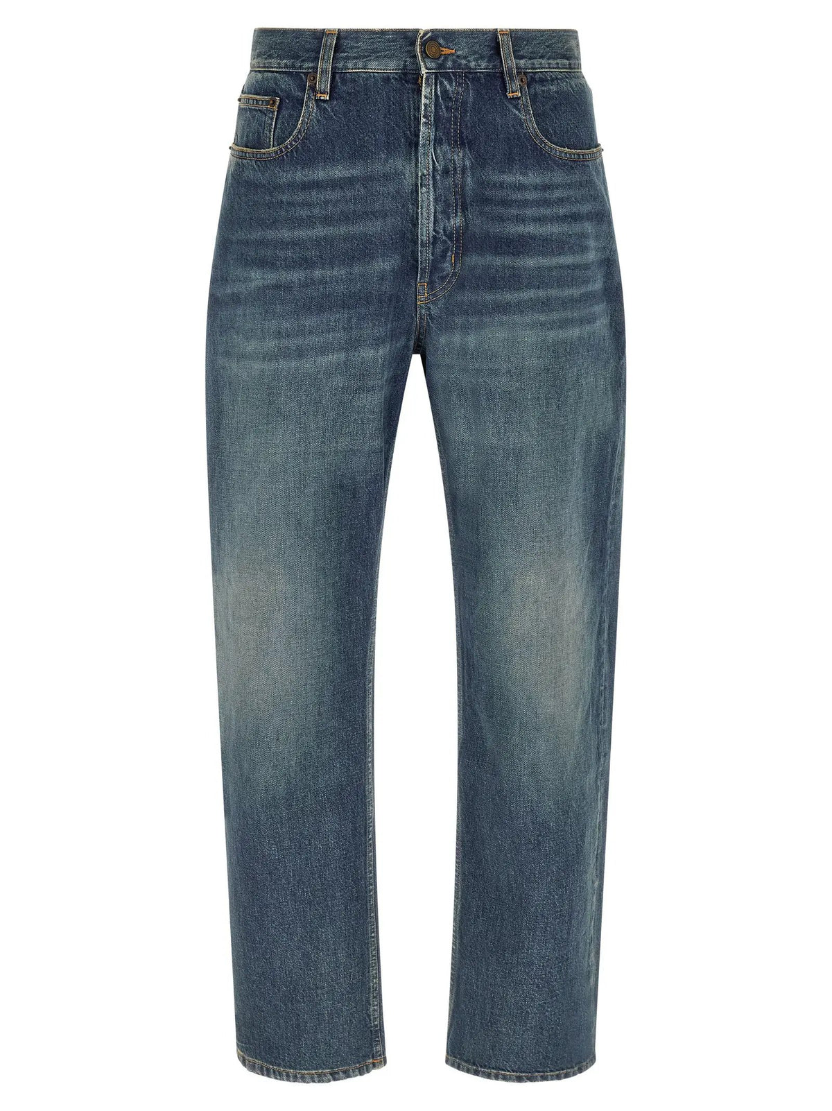 Saint Laurent Saint Laurent Blue Cotton Straight-Leg Jeans