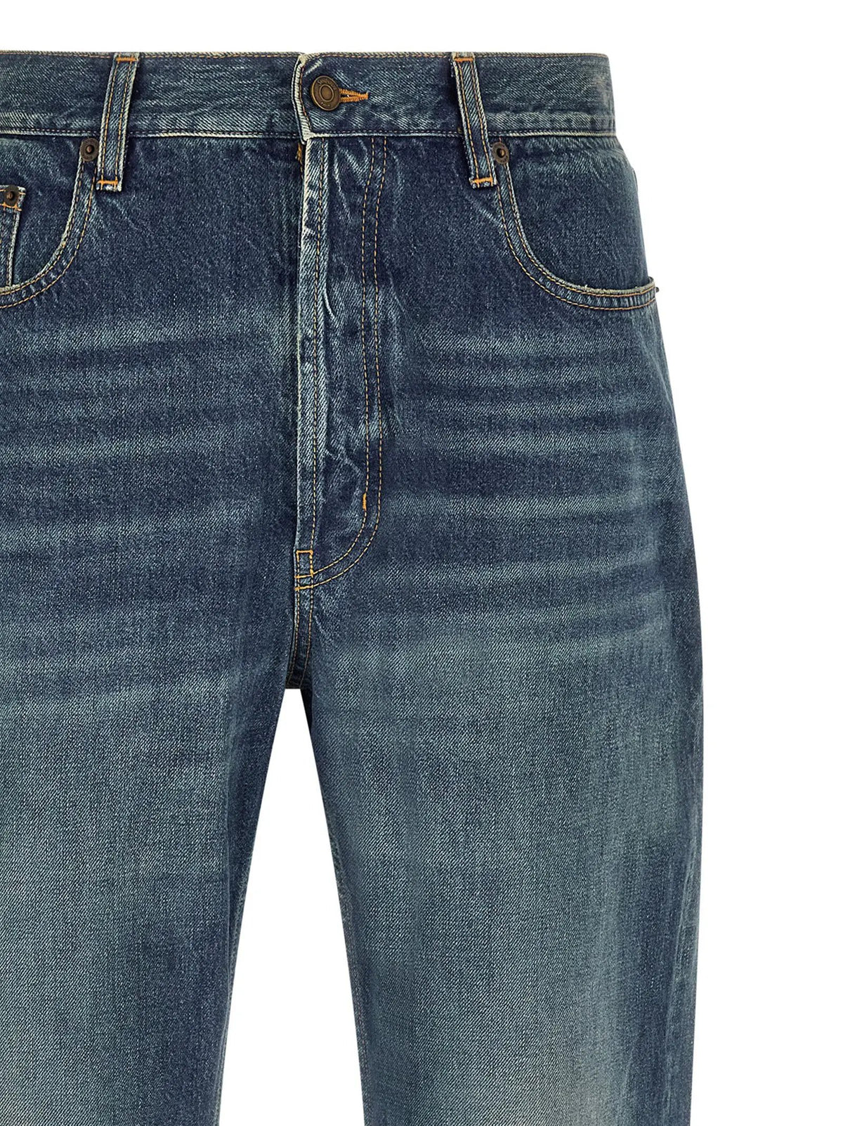 Saint Laurent Saint Laurent Blue Cotton Straight-Leg Jeans