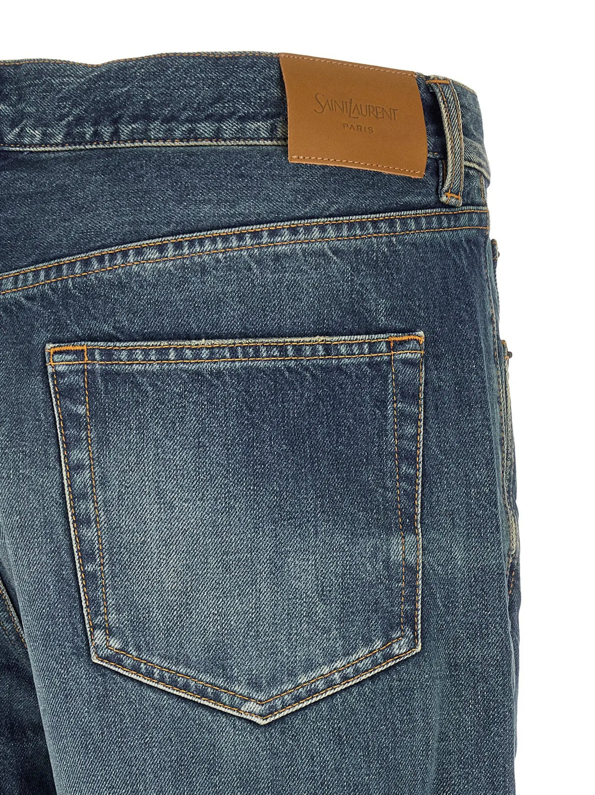 Saint Laurent Saint Laurent Blue Cotton Straight-Leg Jeans