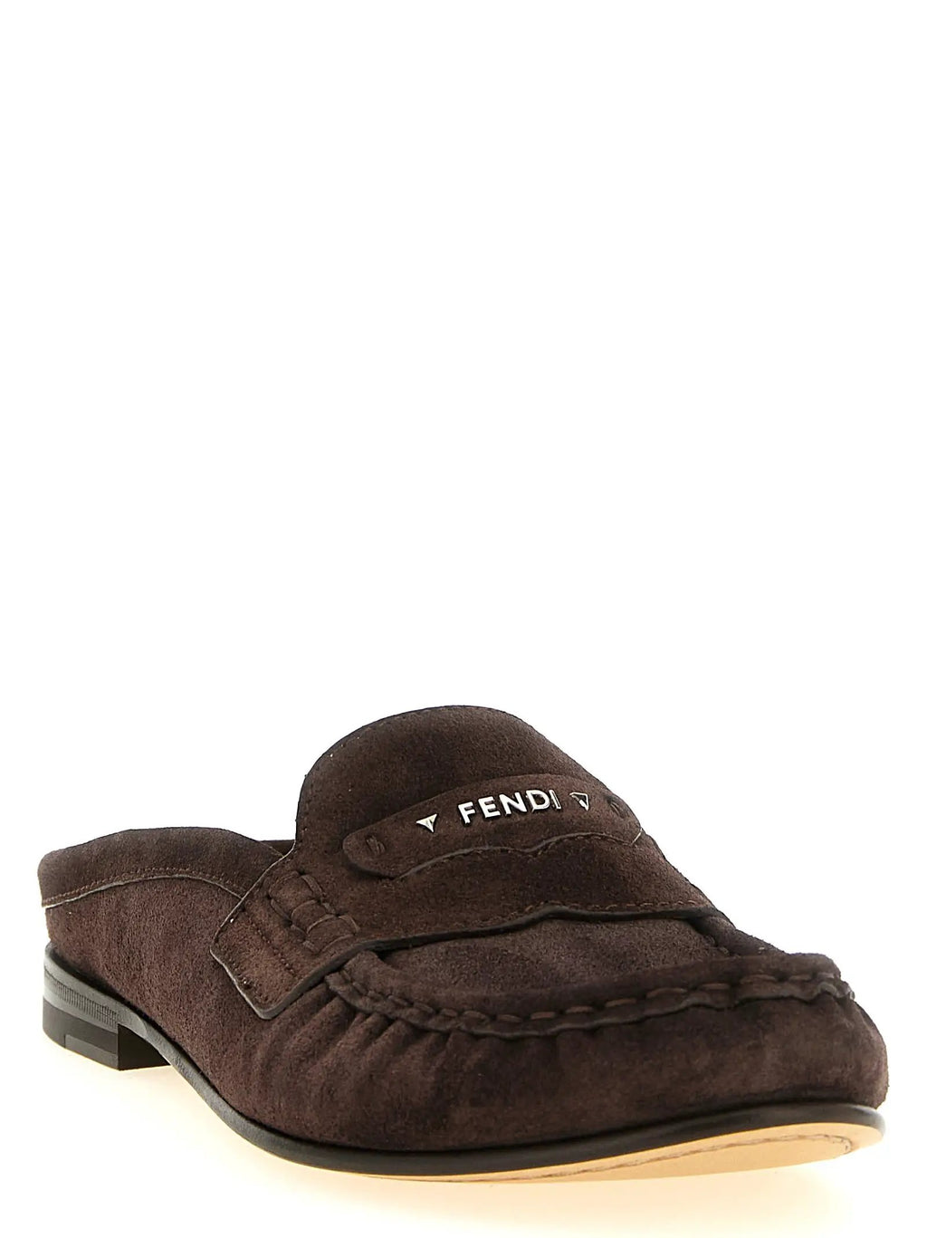 Mocassins à enfiler Fendi en cuir de veau marron