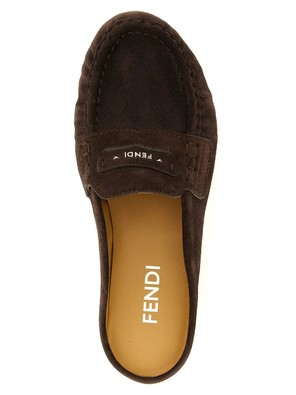 Mocassins à enfiler Fendi en cuir de veau marron