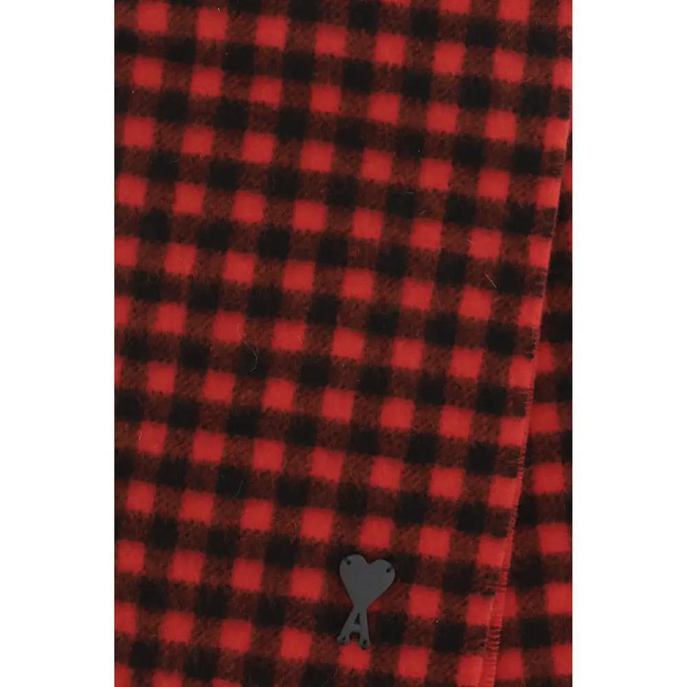 Ami Paris Red Wool Oves Aries Scarf