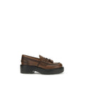 Miu Miu Brown Calf Leather Bos Taurus Platform Loafers