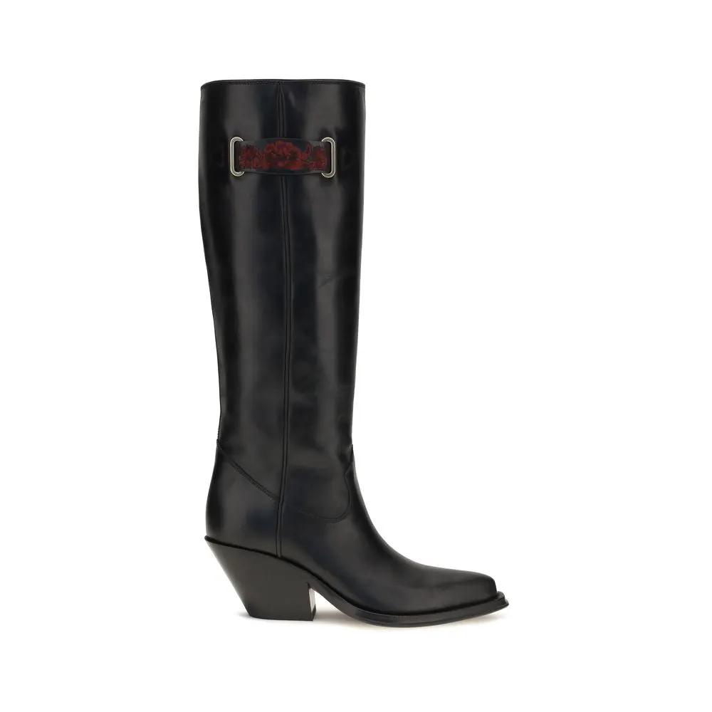 Chloé Black Calf Leather Bos Taurus Over The Knee